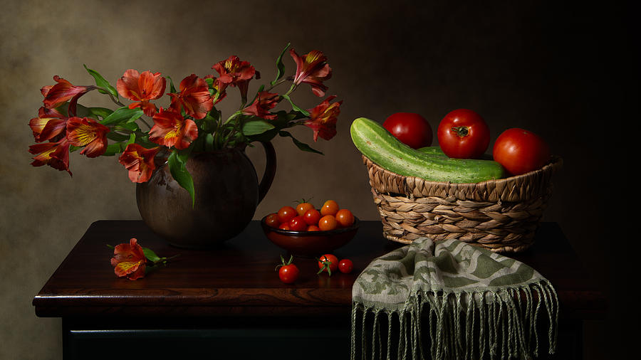 Tomatoes And Cucumbers Photograph by Darlene Hewson