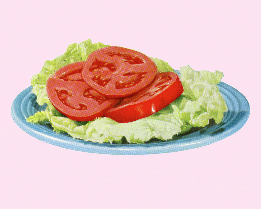 Lettuce Drawing - Tomatoes and Lettuce by CSA Images