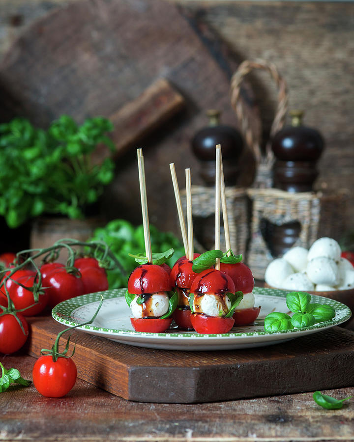 Tomatoes Mozzarella Skewers Photograph by Irina Meliukh