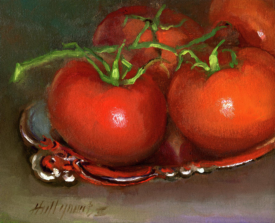 Still Life Painting - Tomatoes On The Vine by Hall Groat Ii