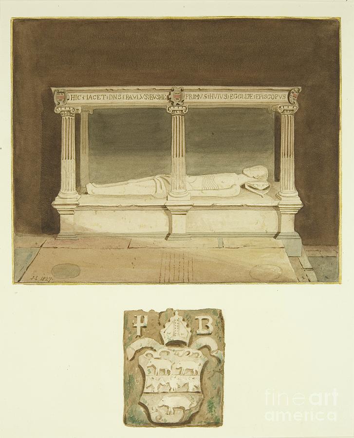 Tomb Of Bishop Paul Bush And Coat Of Arms In Bristol Cathedral Painting by Joseph Manning