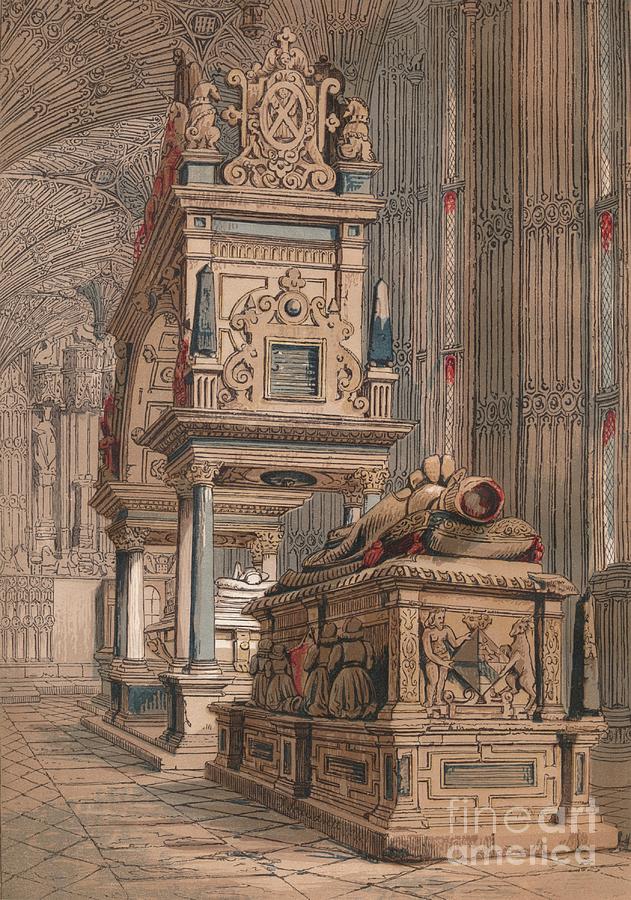 Tomb Of Queen Elizabeth, 1845 Drawing by Print Collector Tomb Of Queen Elizabeth, 1845 Drawing by Print Collector