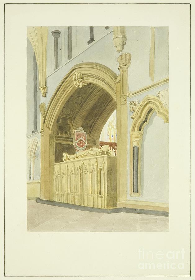 Ecclesiastic Painting - Tomb Of Robert Fitzharding, Died 1170, In Bristol Cathedral, 1823 by James Johnson