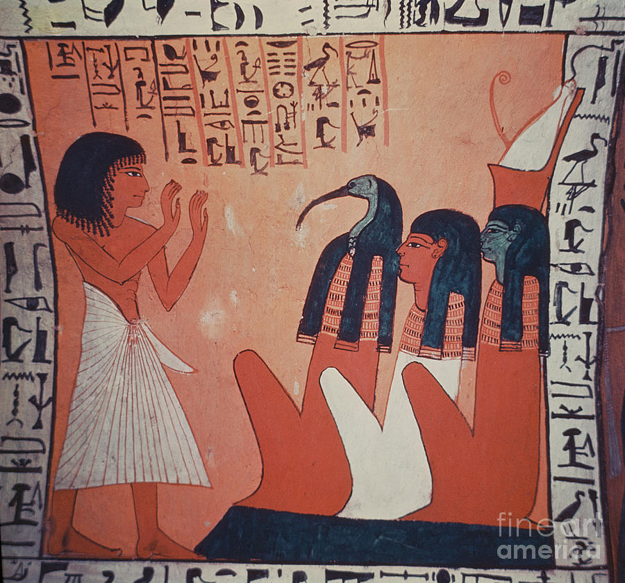 Tomb Painting Depicting The Departed Before Osiris, Isis, And Thoth ...