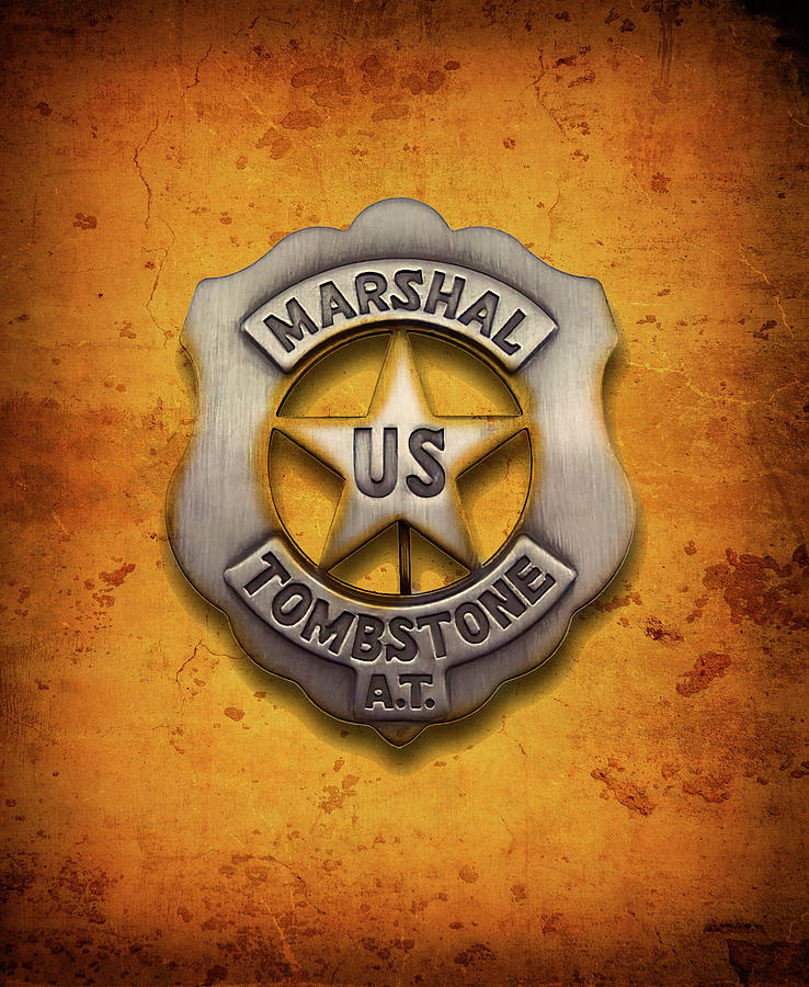 Tombstone U S Marshal Badge Digital Art By Daniel Hagerman