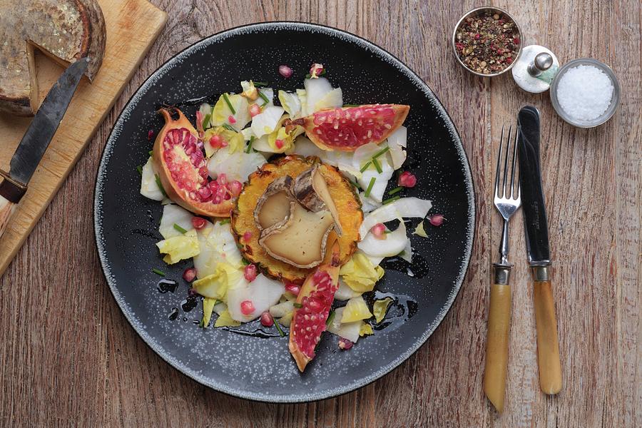 Tomme De Savoie Cheese With Pomegranate And Roasted Pineapple Photograph by Frank Weymann