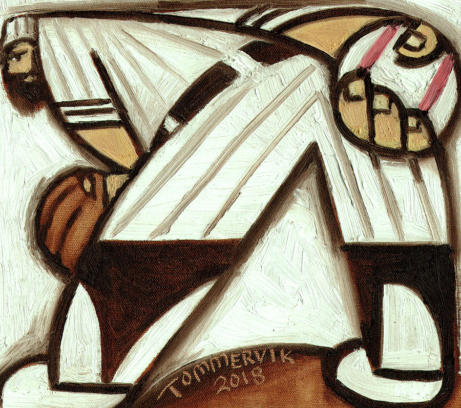 Tommervik Abstract Baseball Pitcher With Beard Painting by Tommervik
