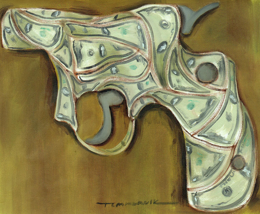 Money Wall Art - Cash Gun Painting by Tommervik