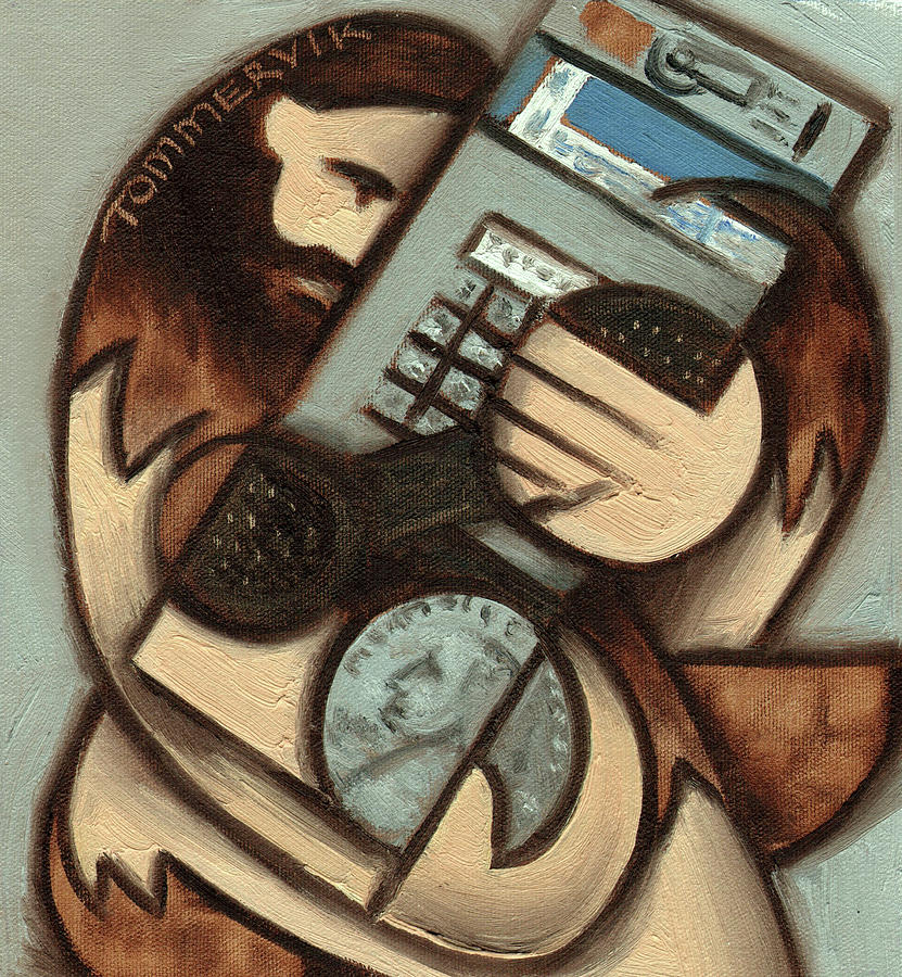 Tommervik Caveman Payphone  Art Print Painting by Tommervik