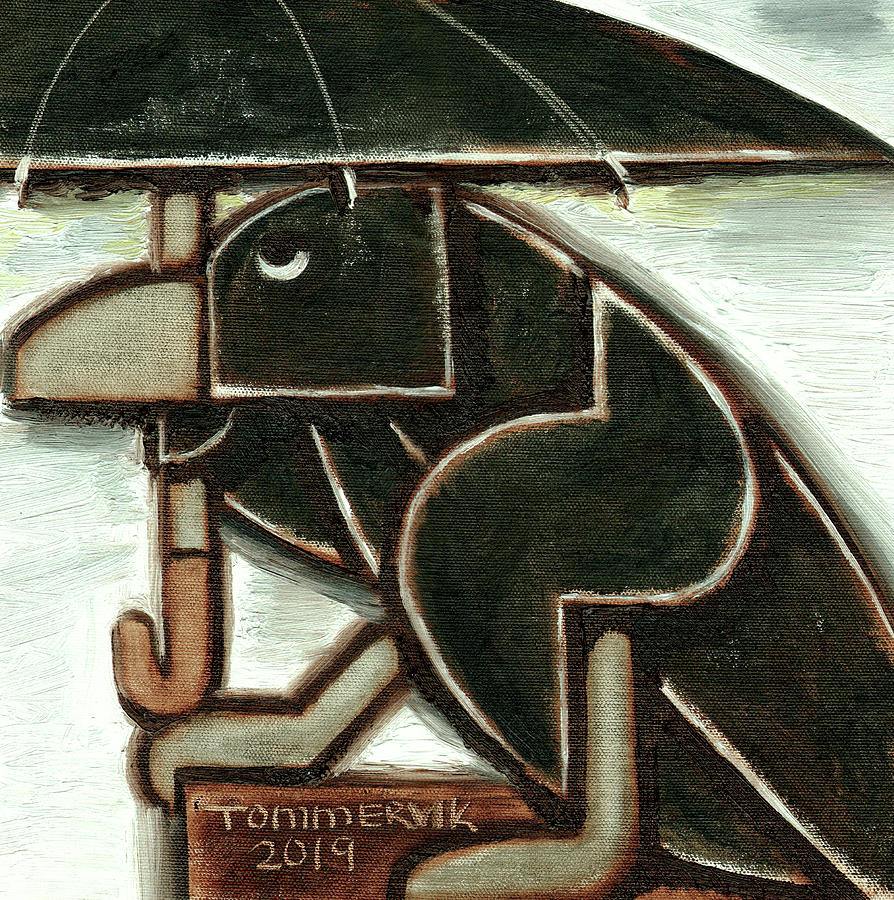 Umbrella Bird Abstract Art Print Painting by Tommervik