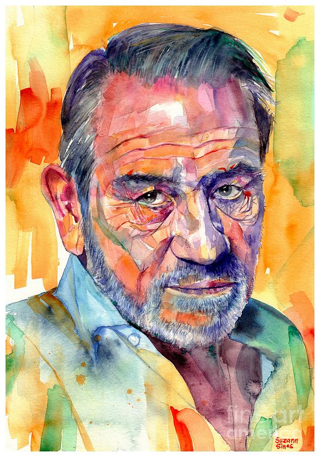 Tommy Lee Jones Painting - Tommy Lee Jones Watercolor by Suzann Sines