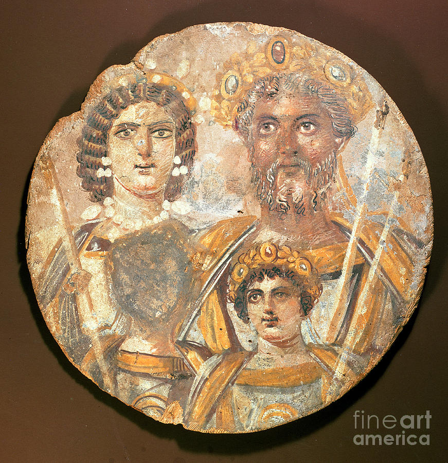 Tondo: Panel Of The Family Of Septimius Severus, C.200 Ad Painting by Roman Period Egyptian