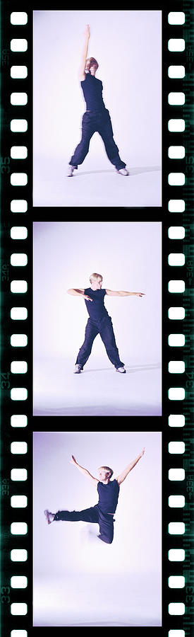 Toned Film Strip Of A Young Man Dancing Photograph by George Doyle