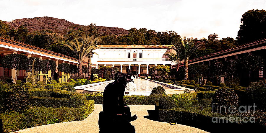 Los Angeles Photograph - Tones Wide View J Paul Getty Villa by Chuck Kuhn