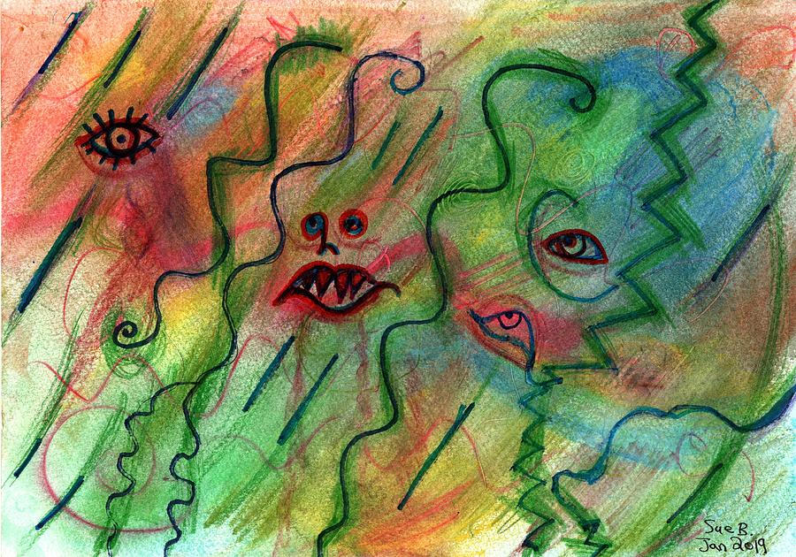 Brexit Painting - Too Much Brexit by Sushila Burgess Brexit Painting - Too Much Brexit by Sushila Burgess