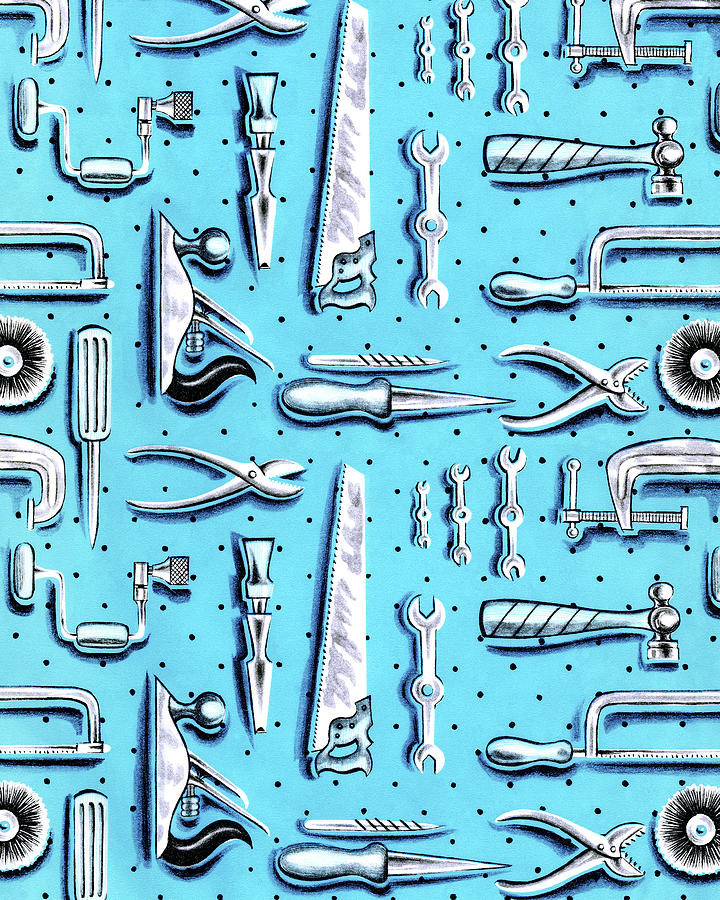 Pliers Drawing - Tools Pattern by CSA Images