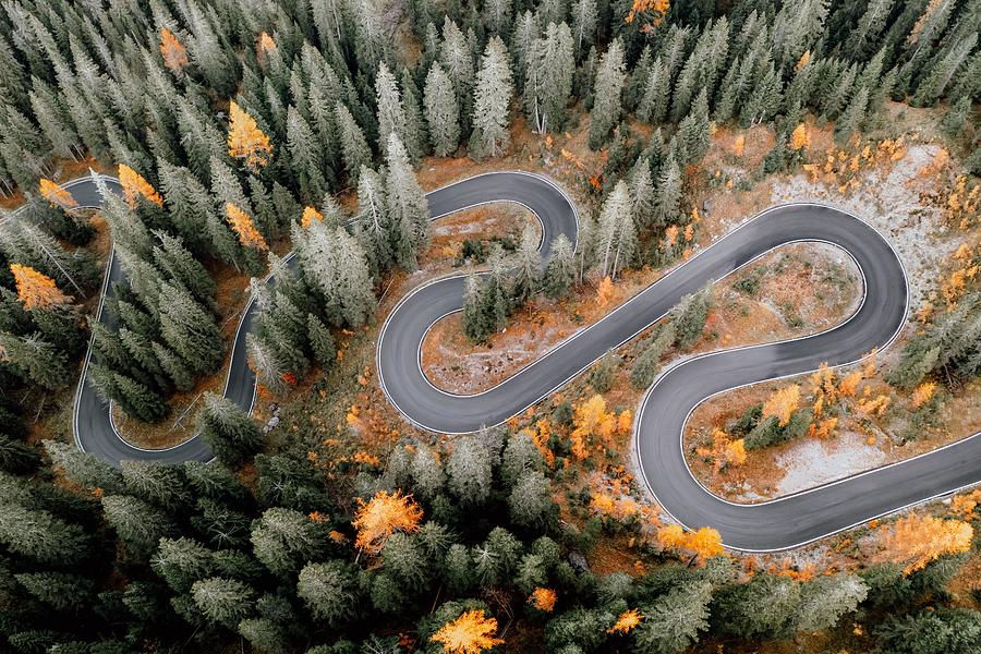 Nature Photograph - Top Aerial View Of Famous Snake Road by Ivan Kmit