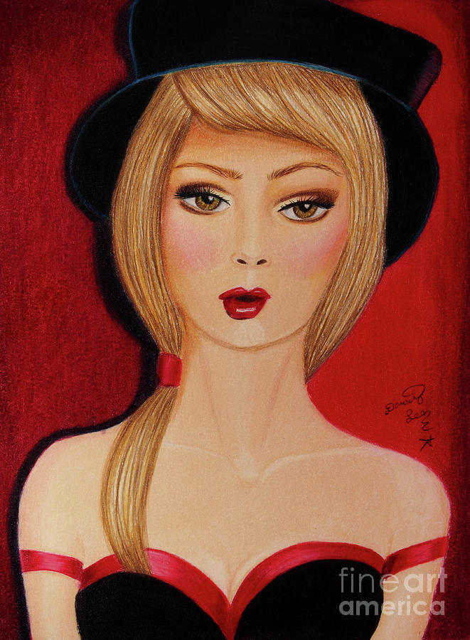 Top Hat And Red Satin Painting by Dorothy Lee