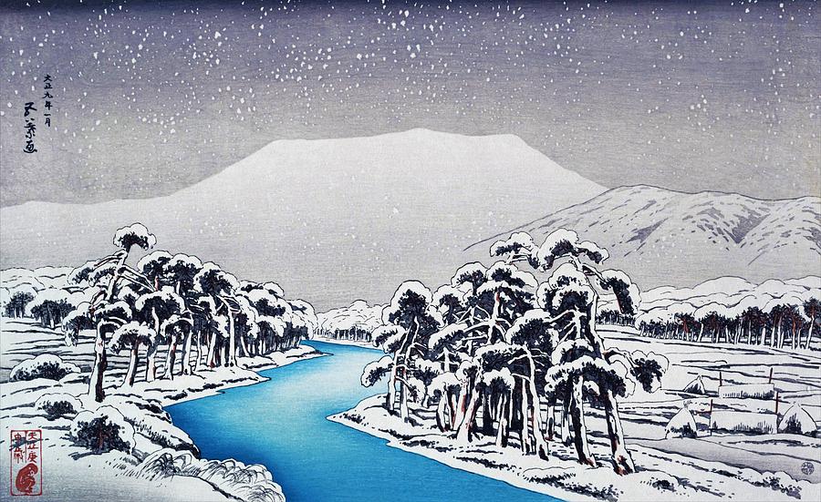 Landscape Painting - Top Quality Art - Mt Ibuki in Snow by Hashiguchi Goyo