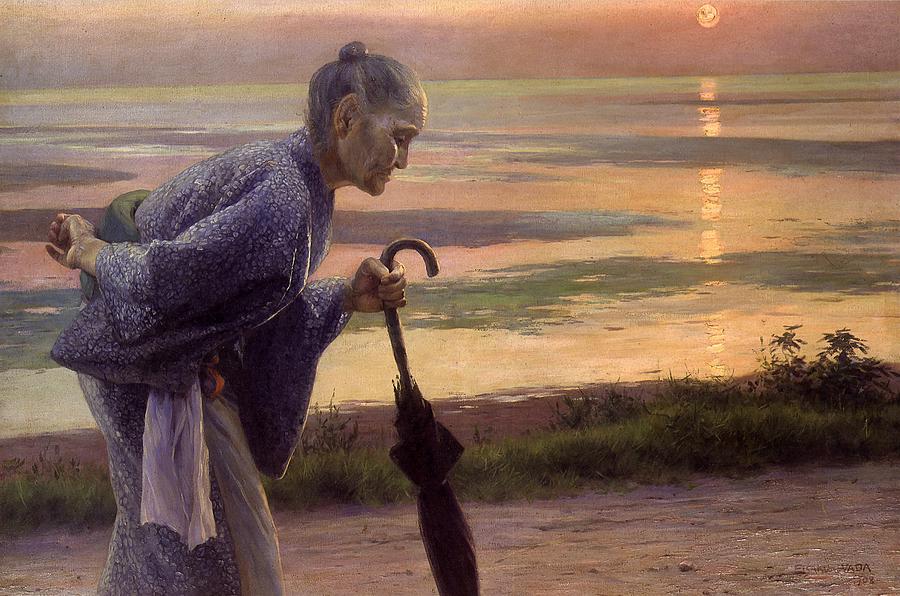 Sunset Painting - Top Quality Art - Old Woman by Wada Eisaku