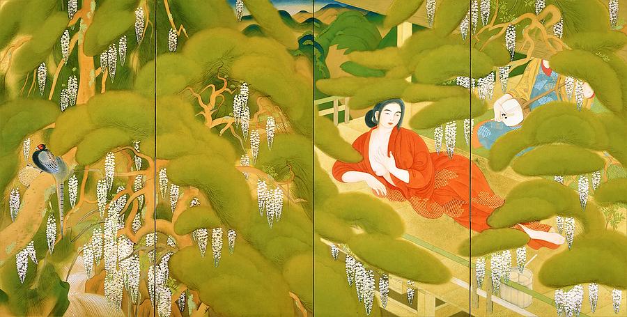 Top Quality Art - Serving Girl in a Spa Painting by Tsuchida 