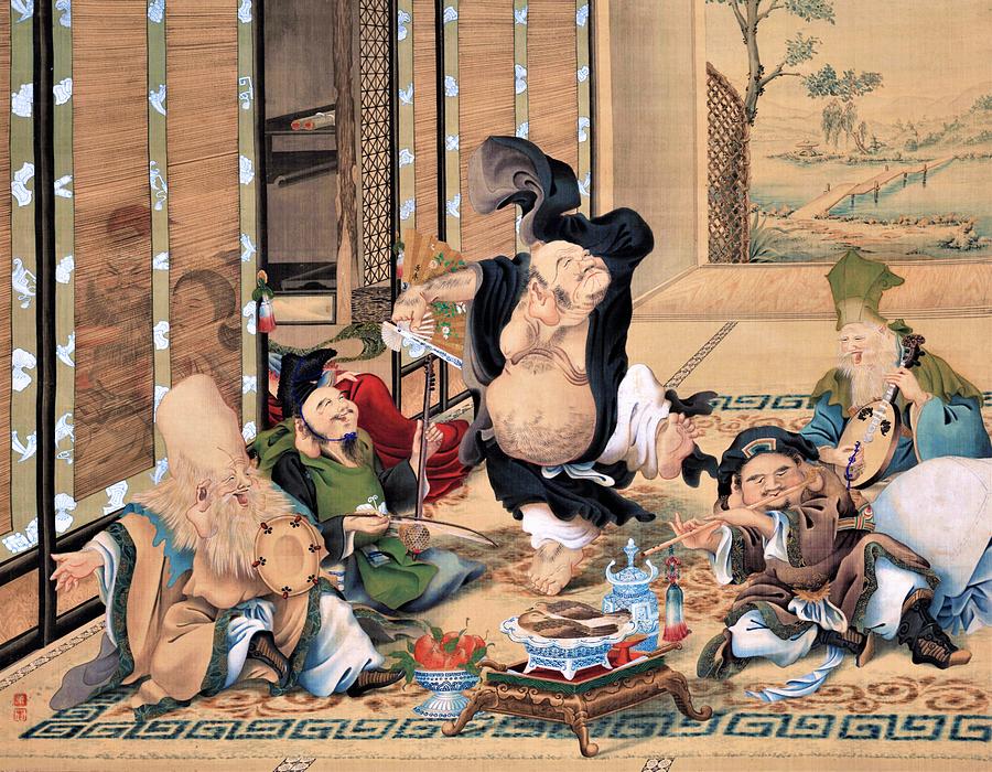 Music Painting - Top Quality Art - Seven Lucky Gods by Imao Keinen