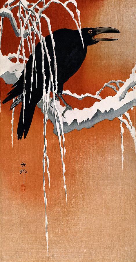 Crow Painting - Top Quality Art - Snow Crow by Ohara Koson