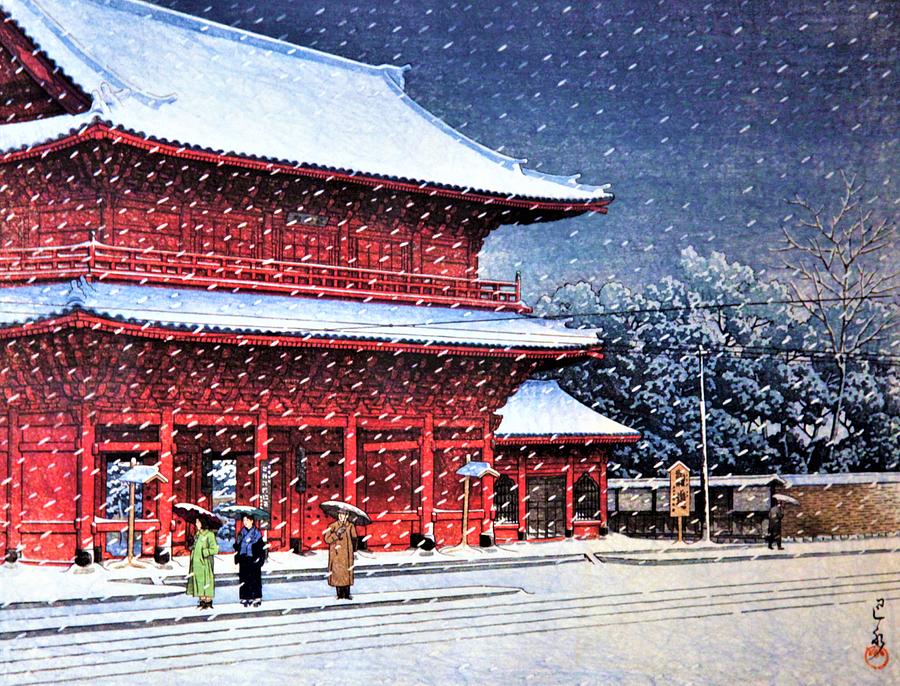 Top Quality Art - Snow over Zojoji Temple Painting by Kawase Hasui ...