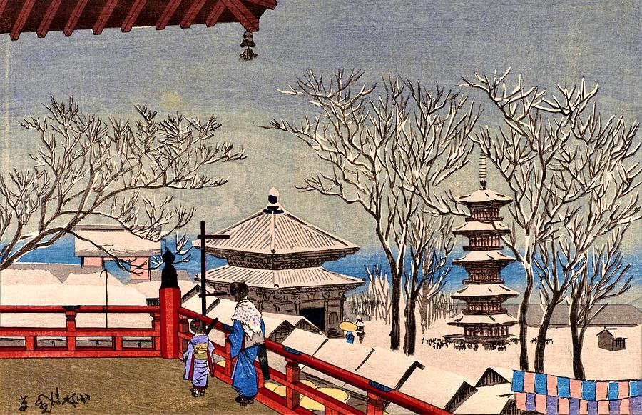 Winter Painting - Top Quality Art - Snow Sensoji by Kobayashi Kiyochika