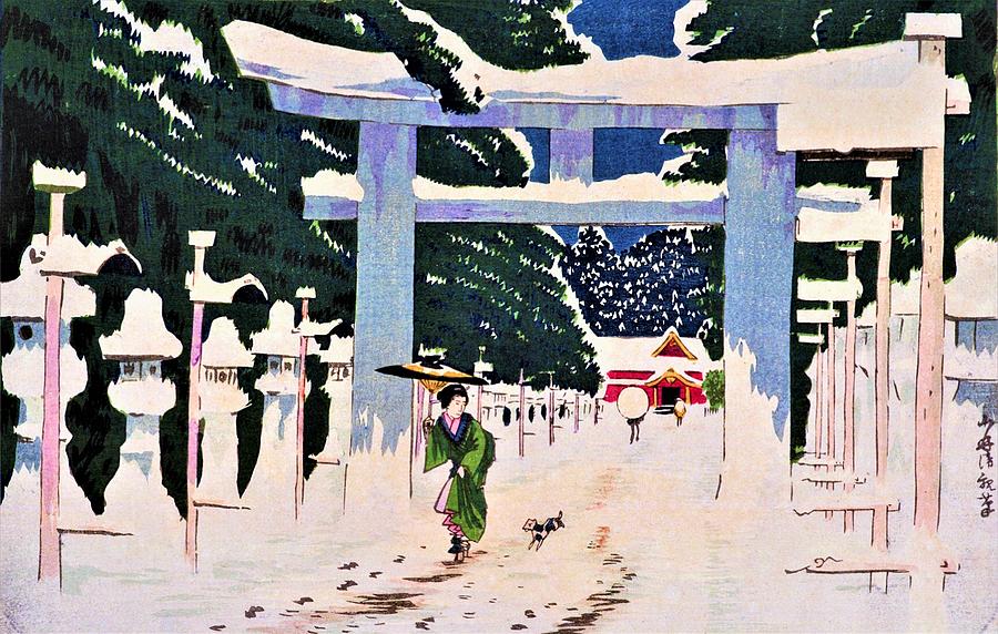 Winter Painting - Top Quality Art - Toshogu Snow by Kobayashi Kiyochika