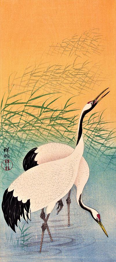 Winter Painting - Top Quality Art - Two Japanese Crane by Ohara Koson
