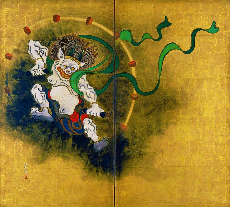 Top Quality Art - Wind God and Thunder God - Thunder God Digital Art by Ogata Korin