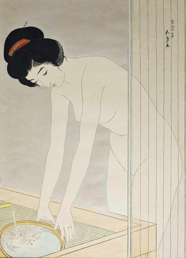 Portrait Painting - Top Quality Art - Woman Washing Face by Hashiguchi Goyo