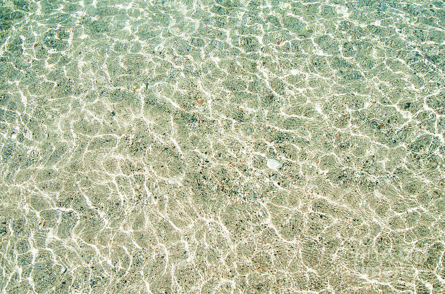 Top view of blue sea and sand texture. Aerial beach ocean water  Photograph by Jelena Jovanovic