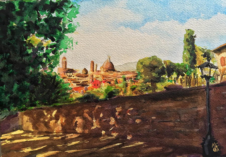 Florence Painting - Top view of Florence by Monika Arturi Florence Painting - Top view of Florence by Monika Arturi
