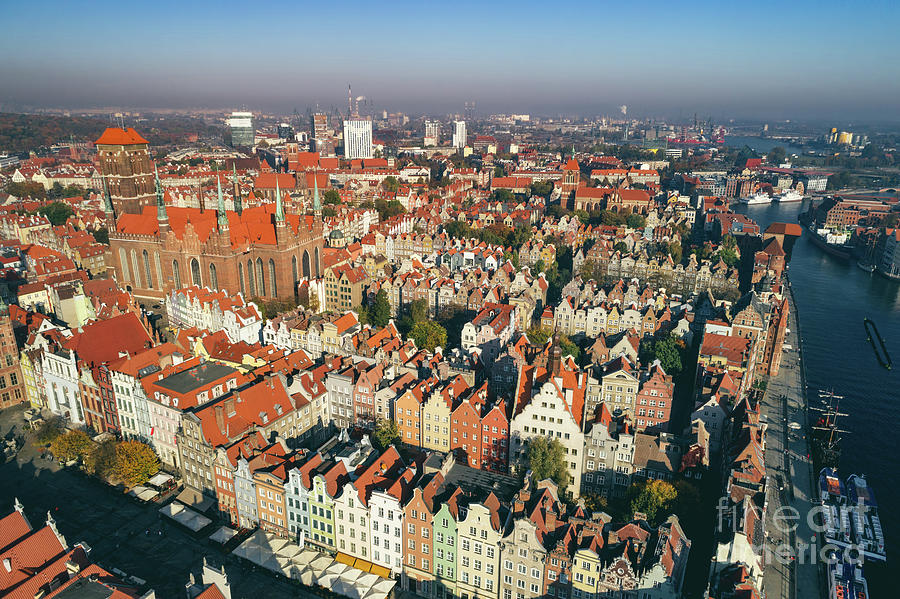 Top view of Old Town in Gdansk, Poland. Photograph by Michal Bednarek