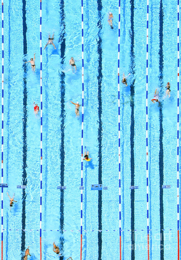 Muscular Photograph - Top View On Pool With Blue Water by Protasov An Muscular Photograph - Top View On Pool With Blue Water by Protasov An