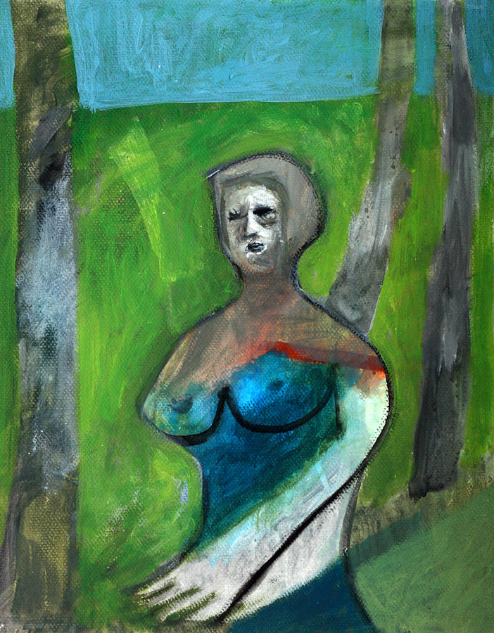 Topless woman in a park Painting by Edgeworth Johnstone