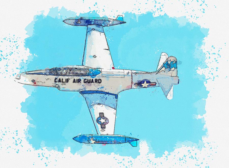 Topside Pass of the T-33 watercolor by Ahmet Asar Painting by Celestial Images