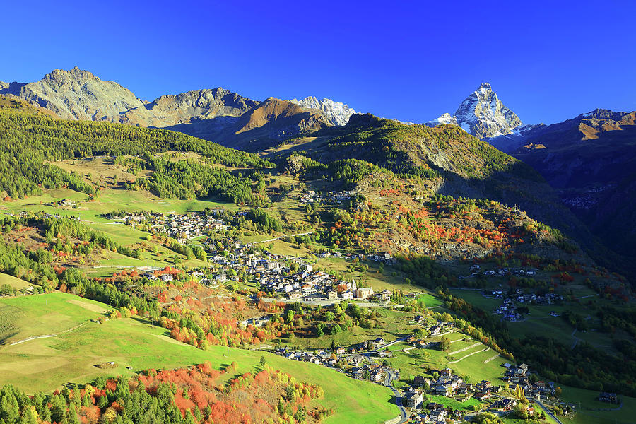 Torgnon Village, Aosta Valley, Italy Digital Art by Davide Carlo Cenadelli