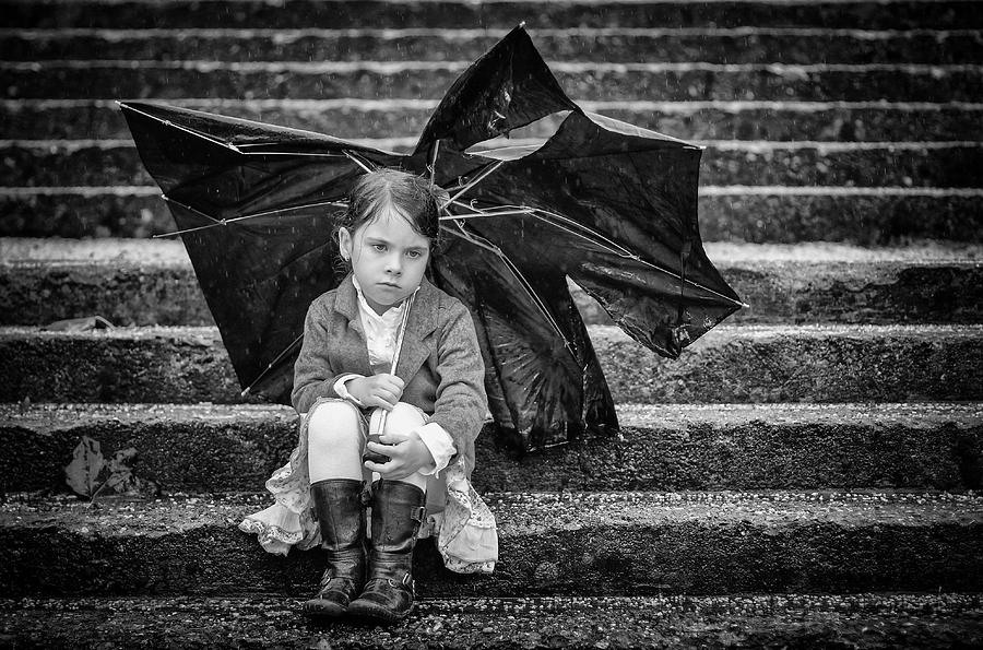 Black And White Photograph - Torn Umbrela by Elvis Karahmetovic