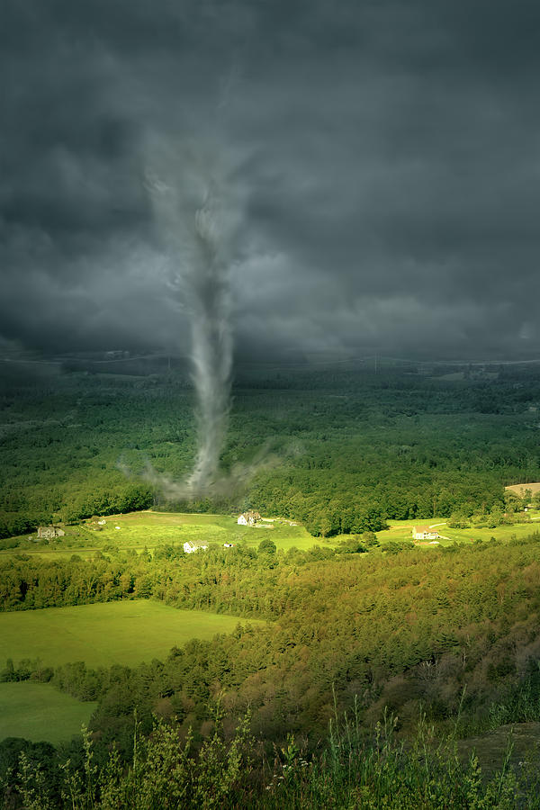 Tornado Rolling Through Rural Landscape Photograph by Chris Clor