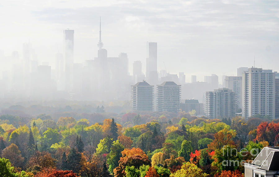 Toronto Autumn Skyline in Fog 2019 Photograph by Charline Xia