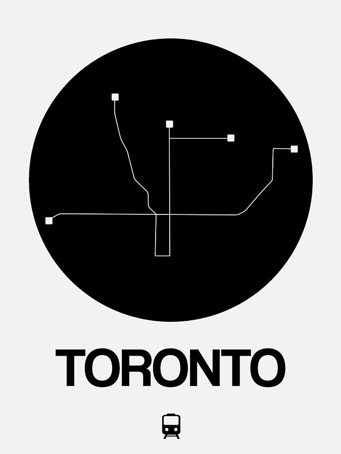 Map Digital Art - Toronto Black Subway Map by Naxart Studio