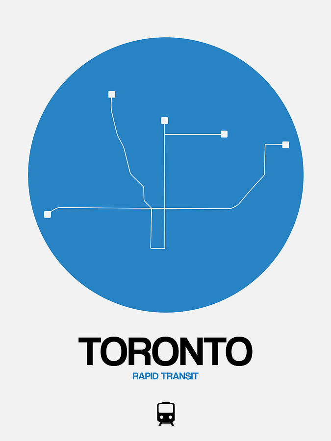 Vacation Digital Art - Toronto Blue Subway Map by Naxart Studio Vacation Digital Art - Toronto Blue Subway Map by Naxart Studio