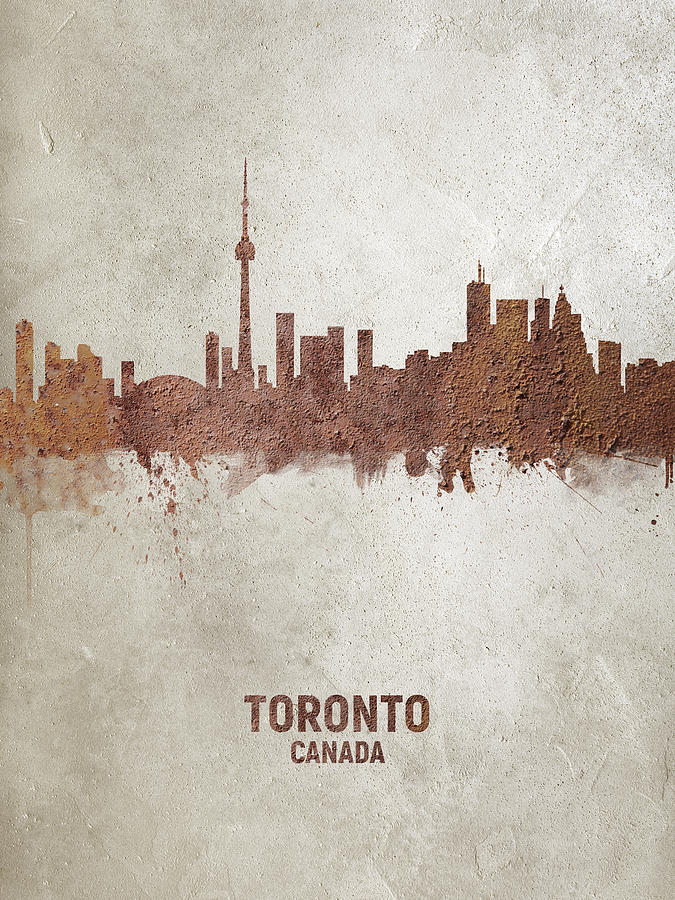 Skyline Digital Art - Toronto Canada Rust Skyline by Michael Tompsett