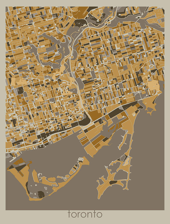 City Digital Art - Toronto Map Retro 4 by Bekim M