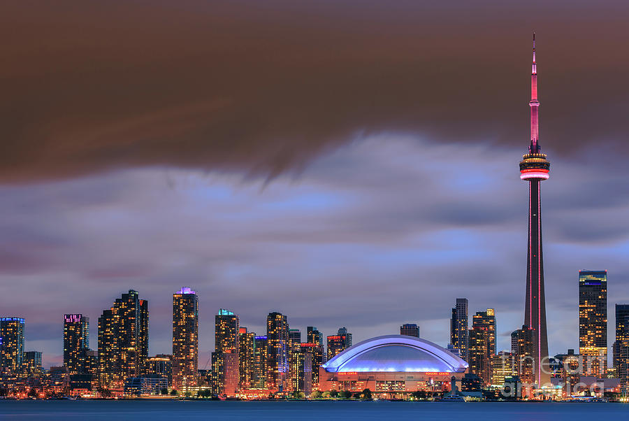Toronto Skyline after sunset with clouds Photograph by Henk Meijer Photography