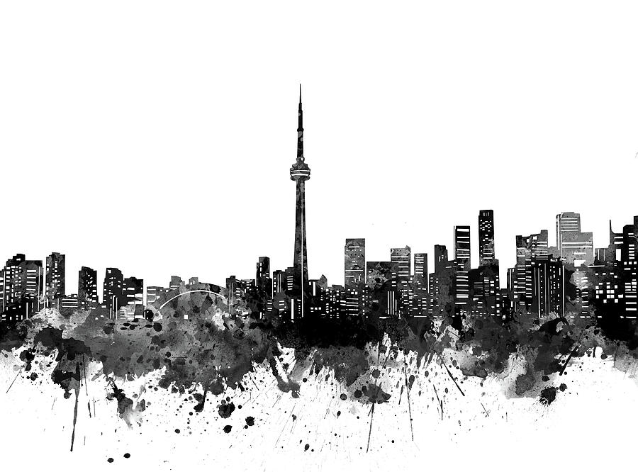 Toronto Skyline Bw Digital Art