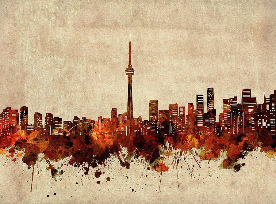 Toronto Skyline Sepia Digital Art
